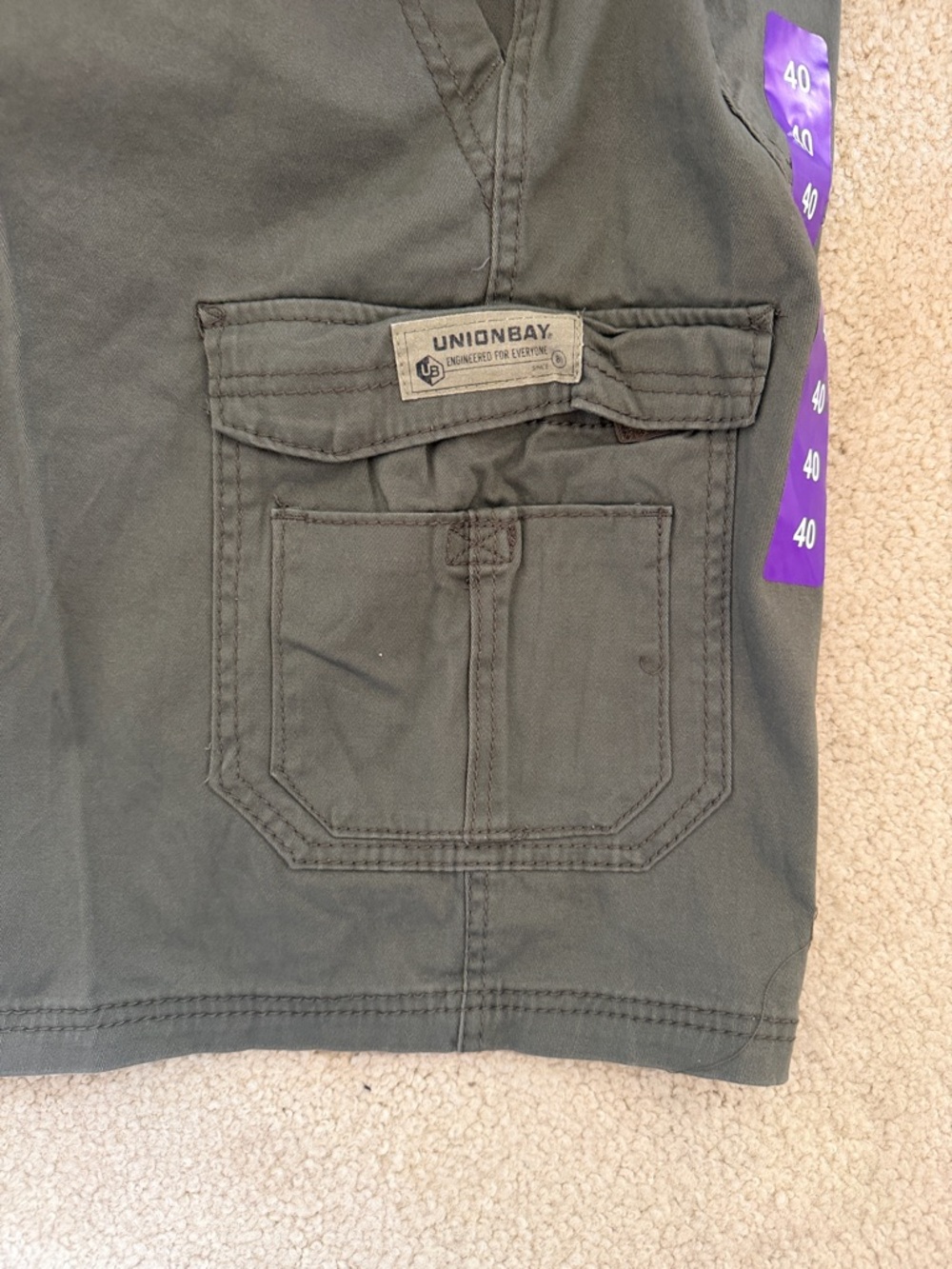 UNIONBAY Olive Green Cargo Shorts with Side Pockets NWT men’s size 40 - Picture 6 of 6